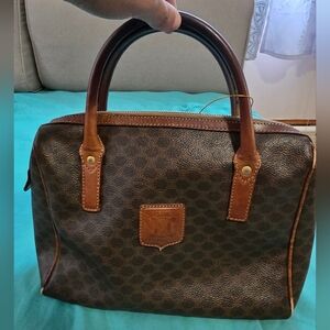 Celine Brown Satchel with Monogram Pattern